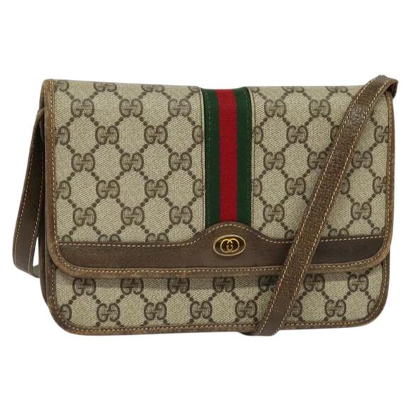 GUCCI GG Supreme Web Sherry Line Shoulder Bag Pvc Beige Green Red - Picture 1 of 16